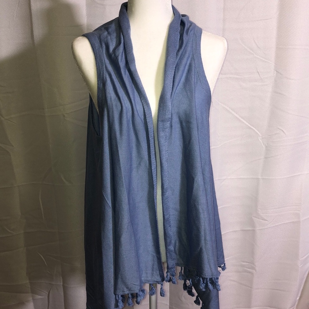 Anna Lane light blue Tasseled Vest